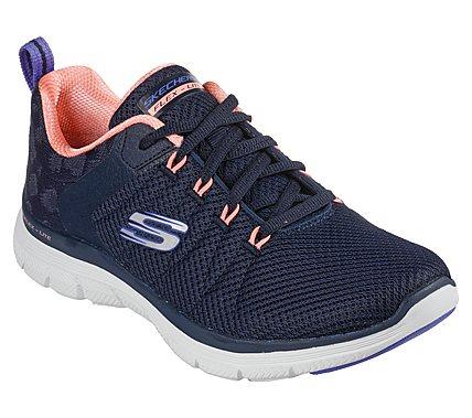 Womens Wide Fit Skechers 149580W Vegan Walking Trainers in Navy Multi - Image 1