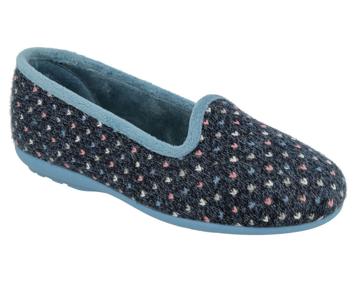 Womens Wide Fit DB Nottingham Slip On Slippers in Black / Fuchsia - Image 1
