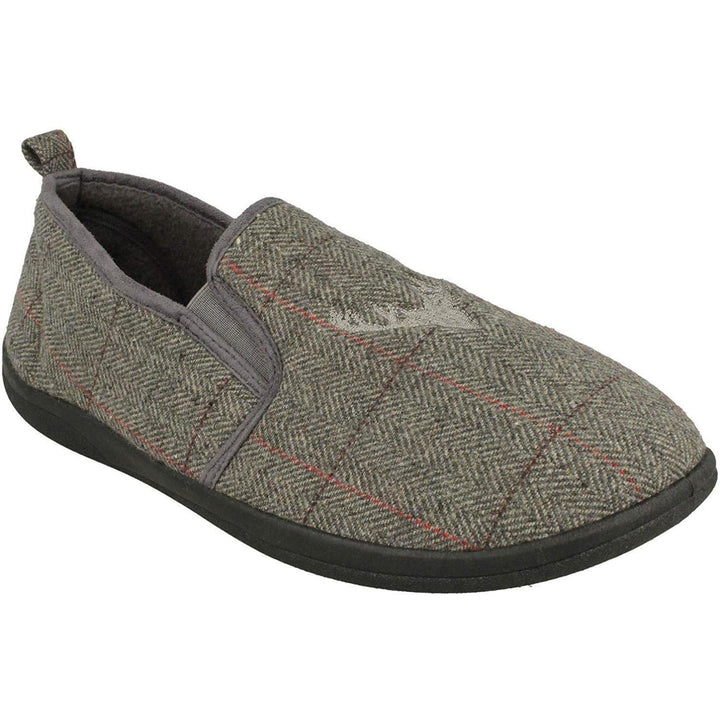 Mens Wide Fit Padders Huntsman Slippers in Grey Combi - Image 1