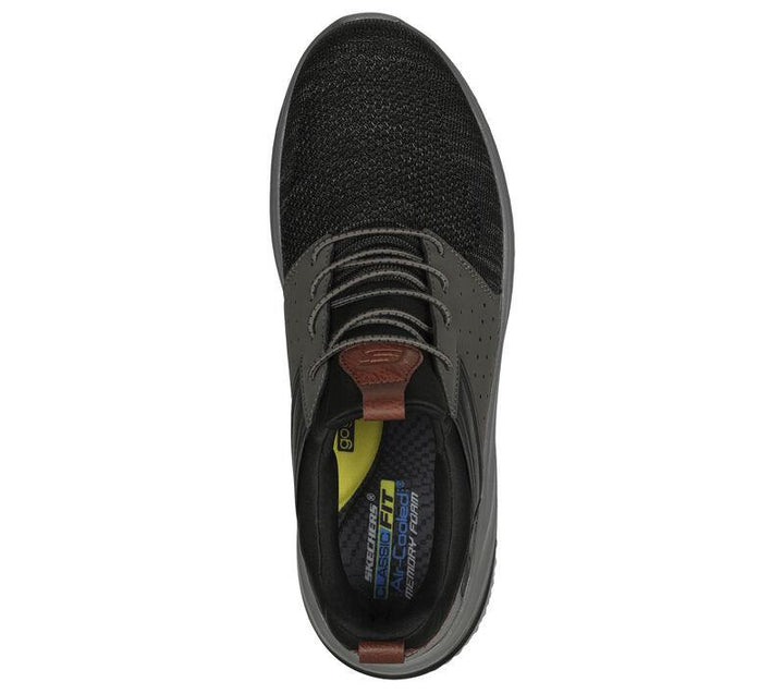 Men's Wide Fit Skechers 210238 Delson 3.0 Cicada Walking Trainers in Black/Gray - Image 1