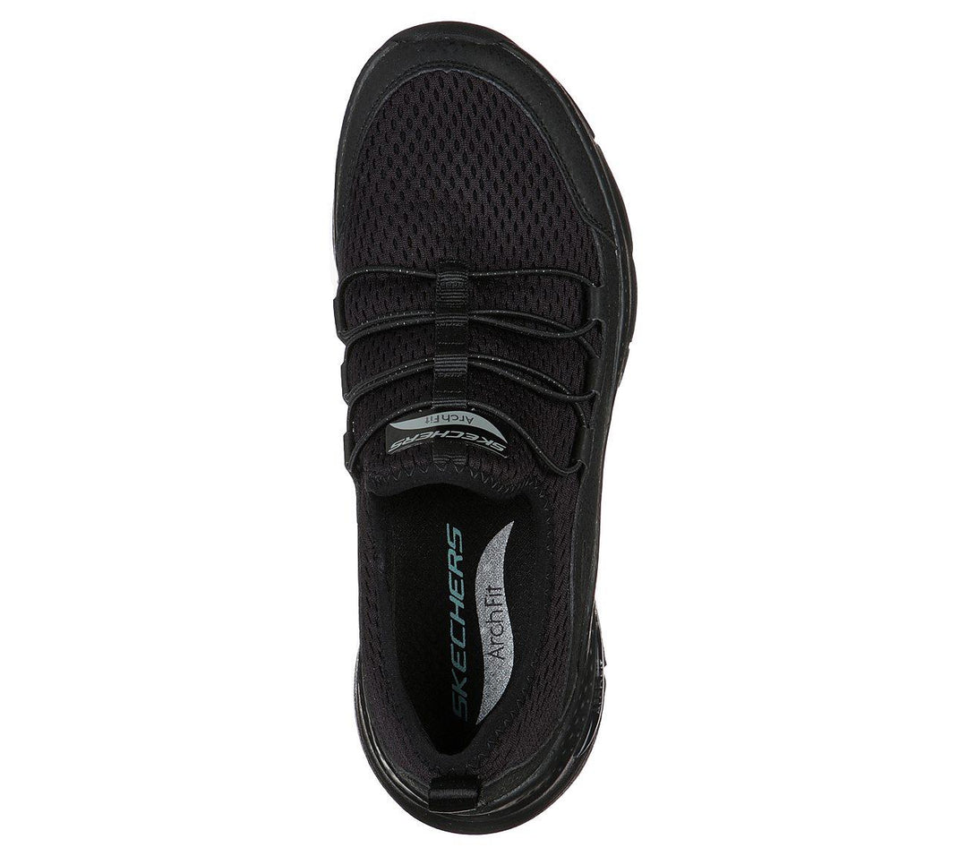 Women's Wide Fit Skechers Lucky Thoughts 149056 Arch Fit Trainers in Black - Image 5