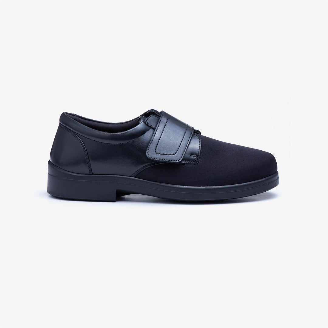 Mens Wide Fit Tredd Well Benjamin Velcro Soft Stretch Shoes in Black - Image 2