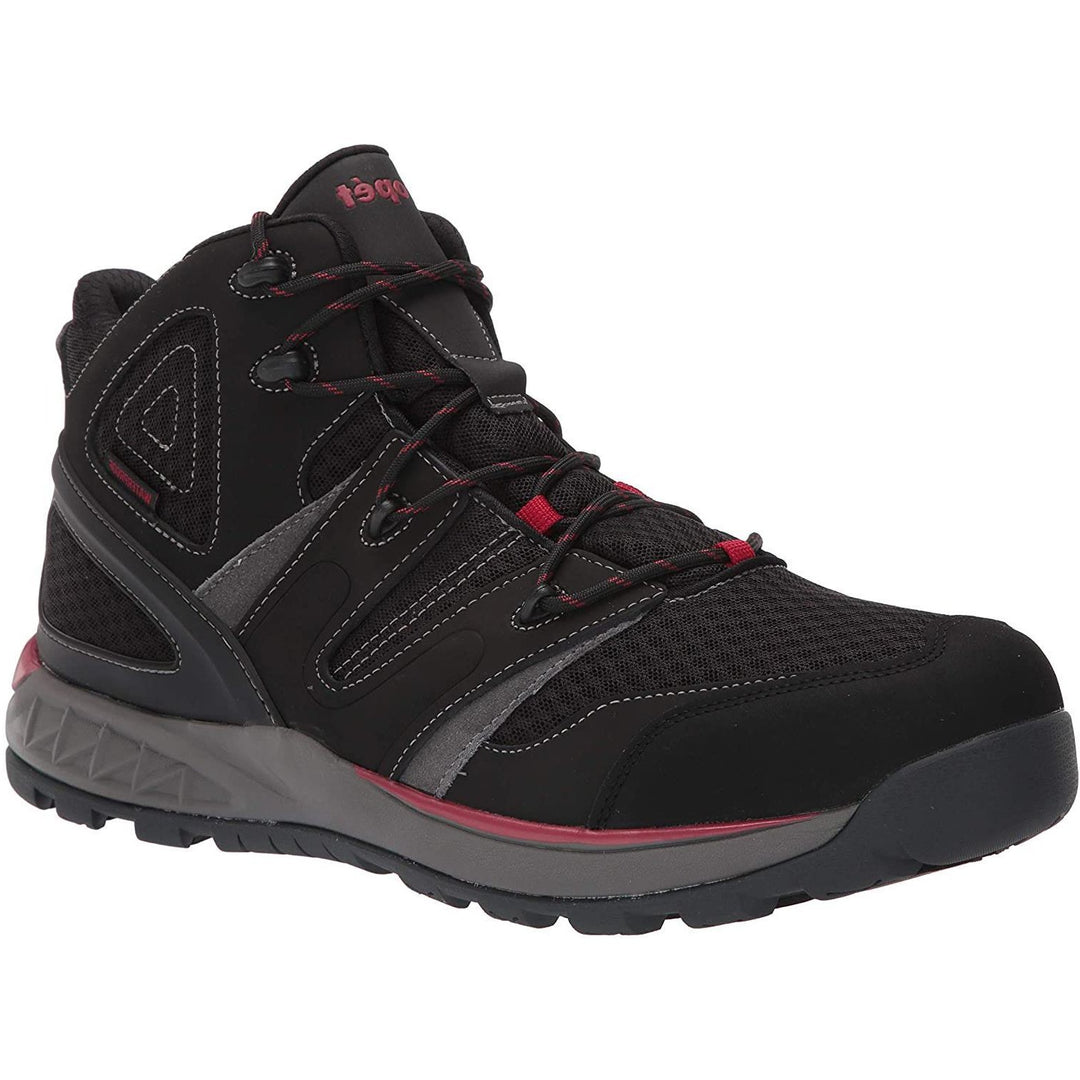 Men's Wide Fit Propet MOA022S Veymont Hiking Boots in Black/Red - Image 3