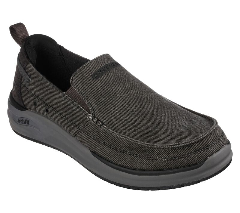 Men's Wide Fit Skechers Melo - Port Bow 204605 Arch Fit Trainers in Taupe - Image 9