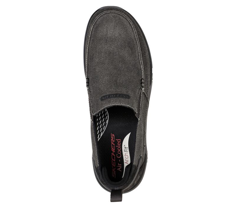 Men's Wide Fit Skechers Melo - Port Bow 204605 Arch Fit Trainers in Taupe - Image 11