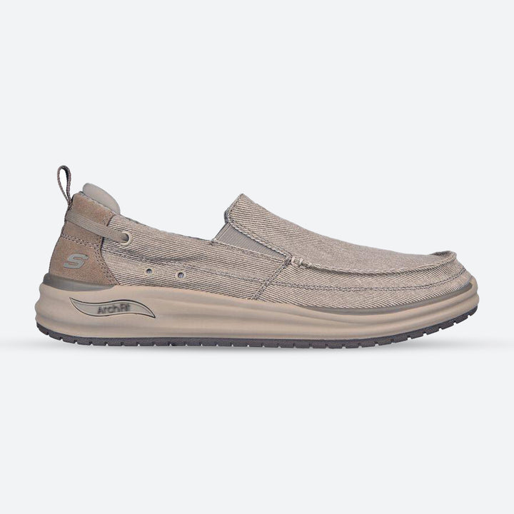 Men's Wide Fit Skechers Melo - Port Bow 204605 Arch Fit Trainers in Taupe - Image 1