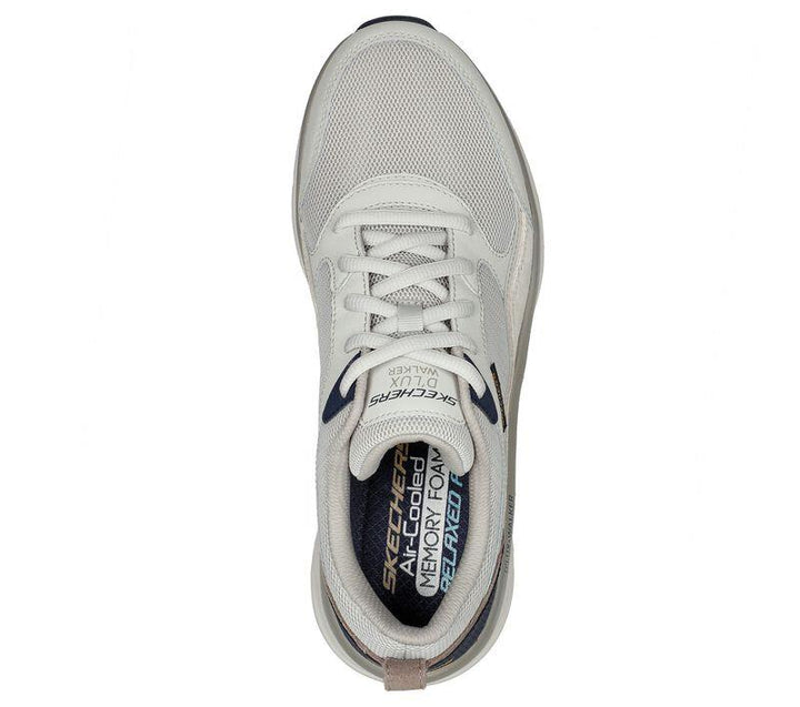 Men's Relaxed Fit Skechers 232363 New Moment D'lux Walker Trainers in Taupe/Navy - Image 1