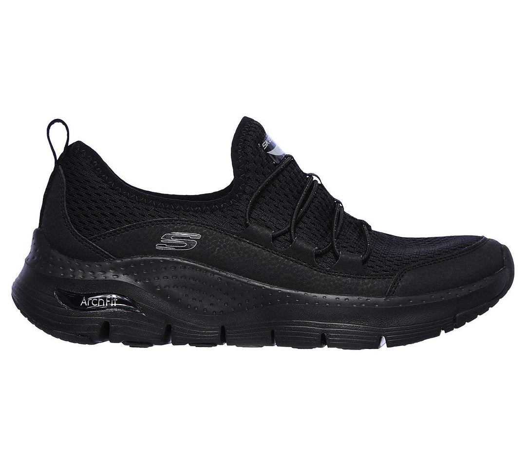 Women's Wide Fit Skechers Lucky Thoughts 149056 Arch Fit Trainers in Black - Image 2