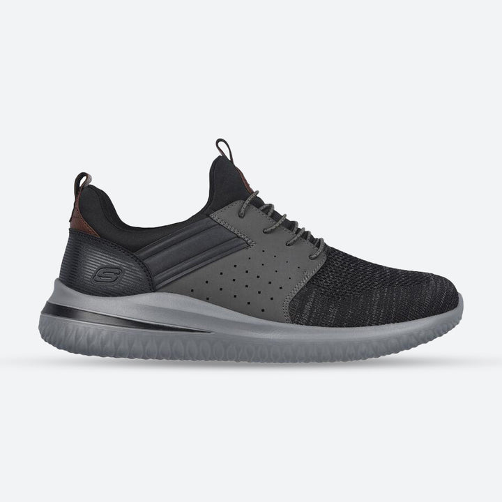 Men's Wide Fit Skechers 210238 Delson 3.0 Cicada Walking Trainers in Black/Gray - Image 1