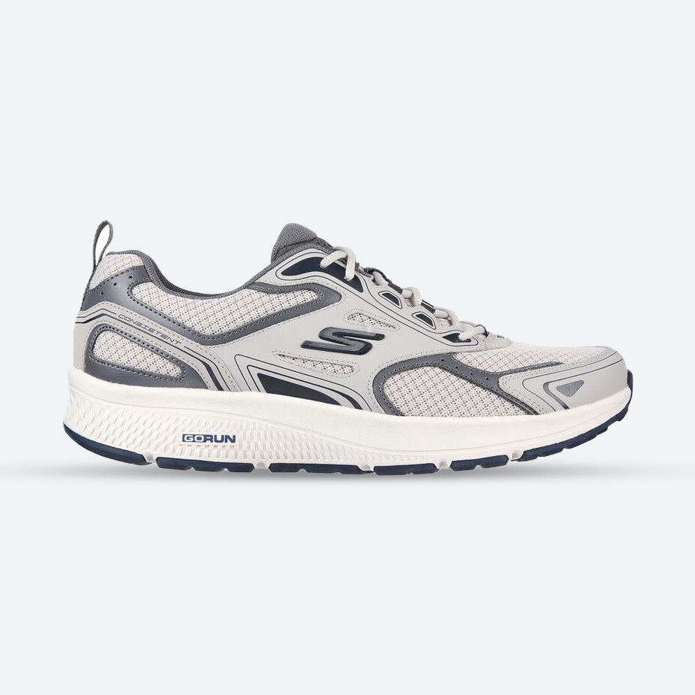 Men's Wide Fit Skechers 220034 Go Run Consistent Running Trainers - Goga Mat in Grey/Navy - Image 1