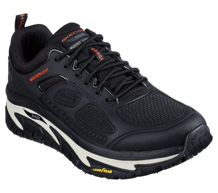 Men's Wide Fit Skechers 237333 Relex Fit Arch Fit Road Walker Recon Good Year Trainers in Black - Image 1