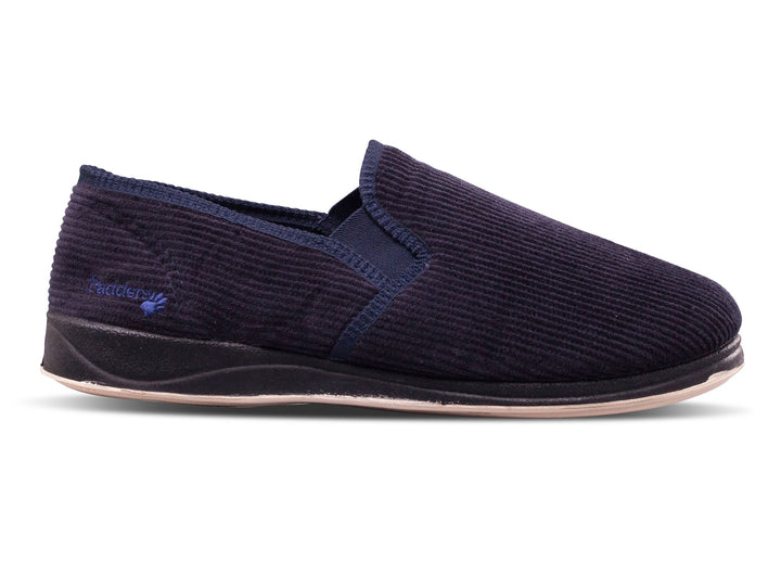 Mens Wide Fit Padders Albert Slip On Slippers in Navy - Image 1