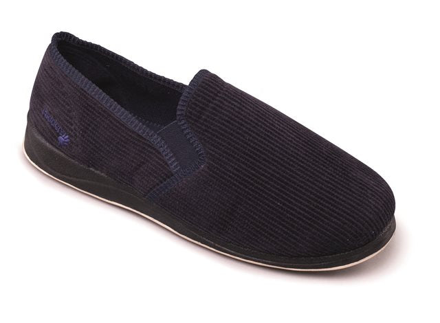 Mens Wide Fit Padders Albert Slip On Slippers in Navy - Image 1