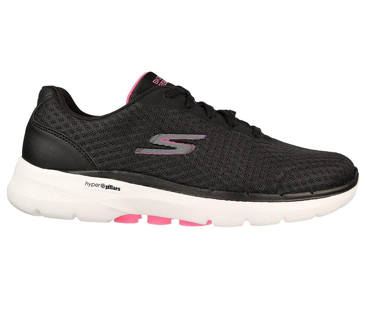 Women's Wide Fit Skechers 124514 Go Walk 6 Iconic Vision Trainers in Black/Hot Pink - Image 1