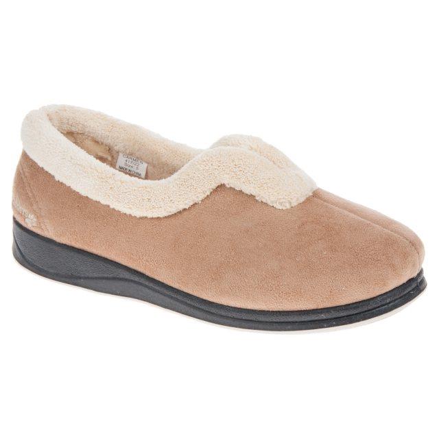 Womens Wide Fit Padders Carmen Slippers in Navy - Image 1