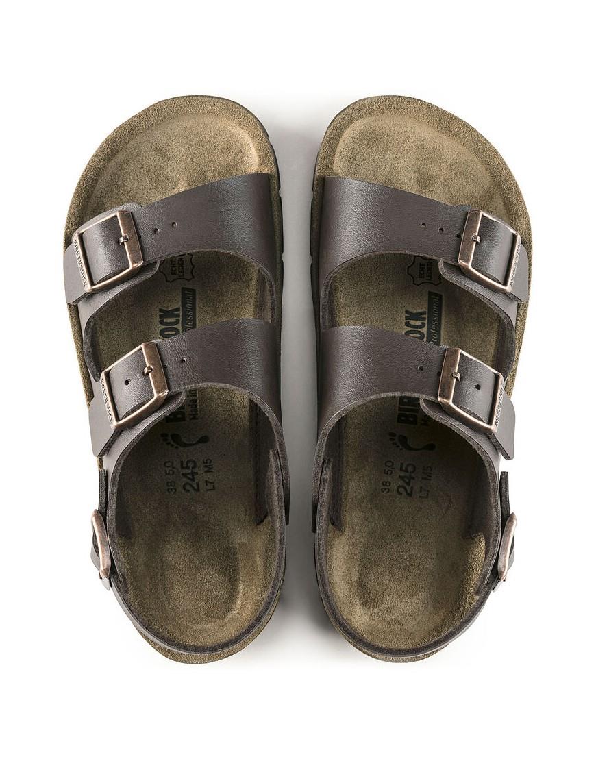 Mens Wide Fit Birkenstock 500801 Sandals in Dark Brown - Image 6