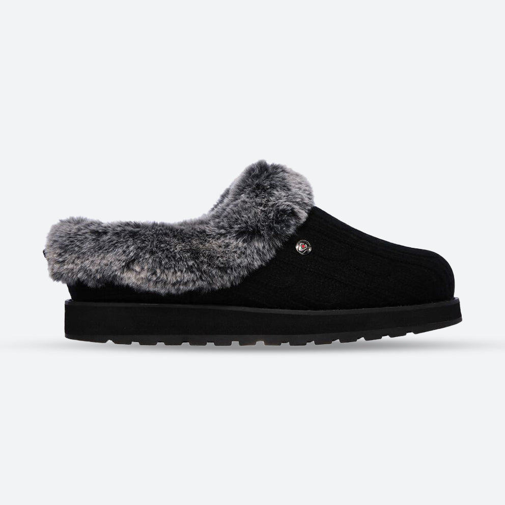 Womens Wide Fit Skechers Bobs Ice Angel 31204W Mule Slippers in Black - Image 1