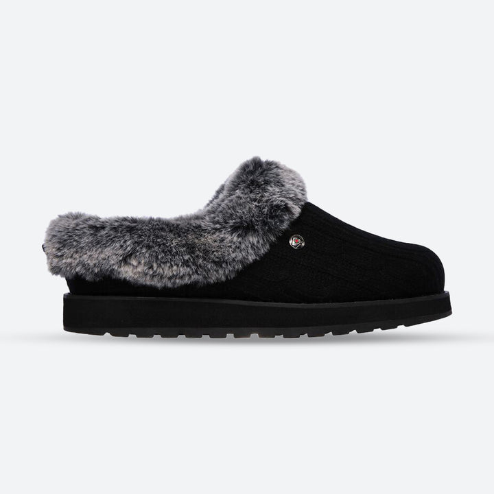 Womens Wide Fit Skechers Bobs Ice Angel 31204W Mule Slippers in Black - Image 1