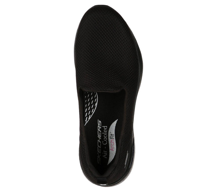 Womens Wide Fit Skechers Grateful 124401 Arch Fit Walking Trainers in Black - Image 1