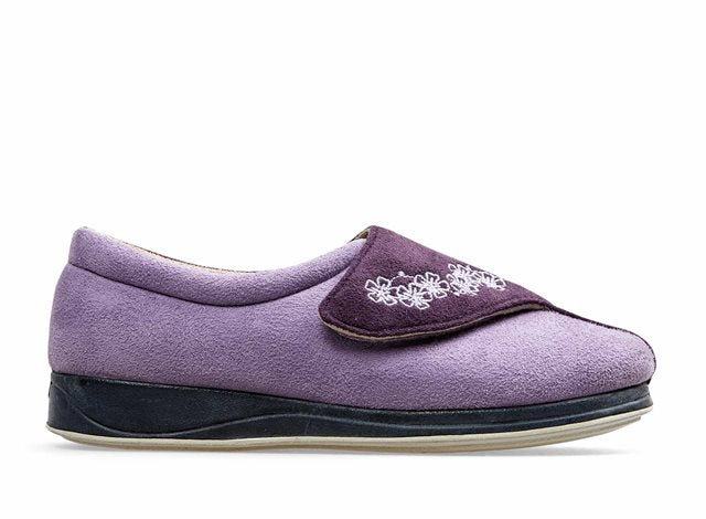 Womens Wide Fit Padders Hug Slippers in Navy/Teal - Image 5