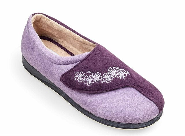 Womens Wide Fit Padders Hug Slippers in Navy/Teal - Image 6