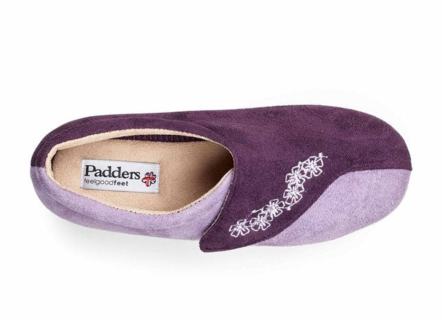 Womens Wide Fit Padders Hug Slippers in Navy/Teal - Image 7