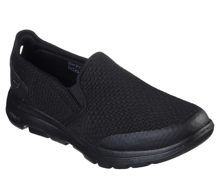 Mens Wide Fit Skechers Apprize Go Walk 5-55510 Walking Trainers in Black - Image 1