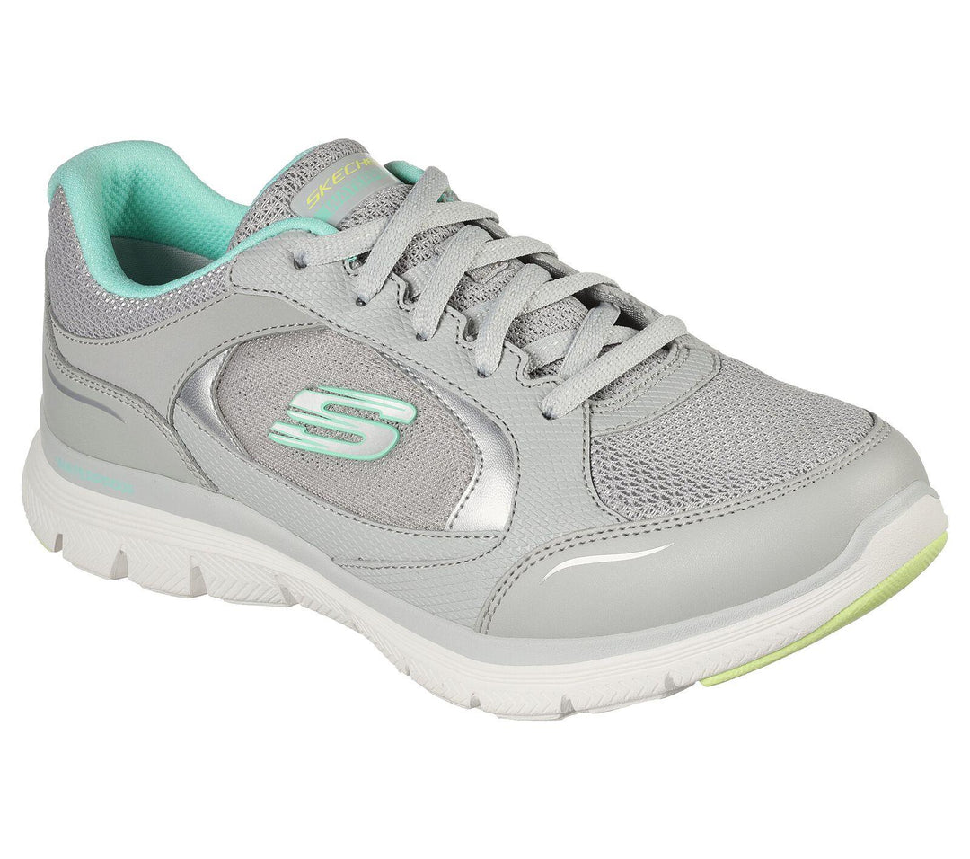 Womens Wide Fit Skechers Flex Appeal 4.0 - 149299 Walking Trainers in Grey/Multi - Image 3