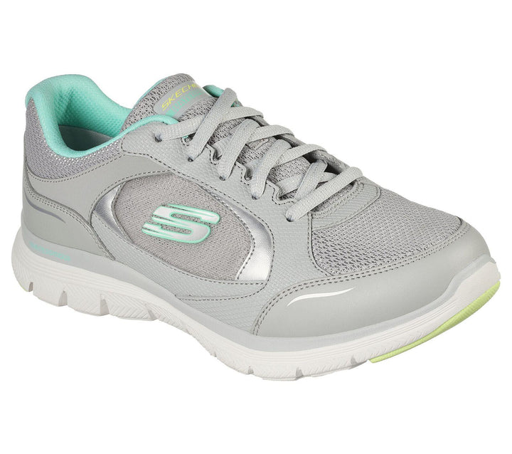 Womens Wide Fit Skechers Flex Appeal 4.0 - 149299 Walking Trainers in Grey/Multi - Image 1