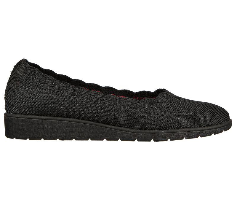 Womens Wide Fit Skechers 158156 Cleo Flex Wedge Spellbind Slip On Shoes in Black - Image 2