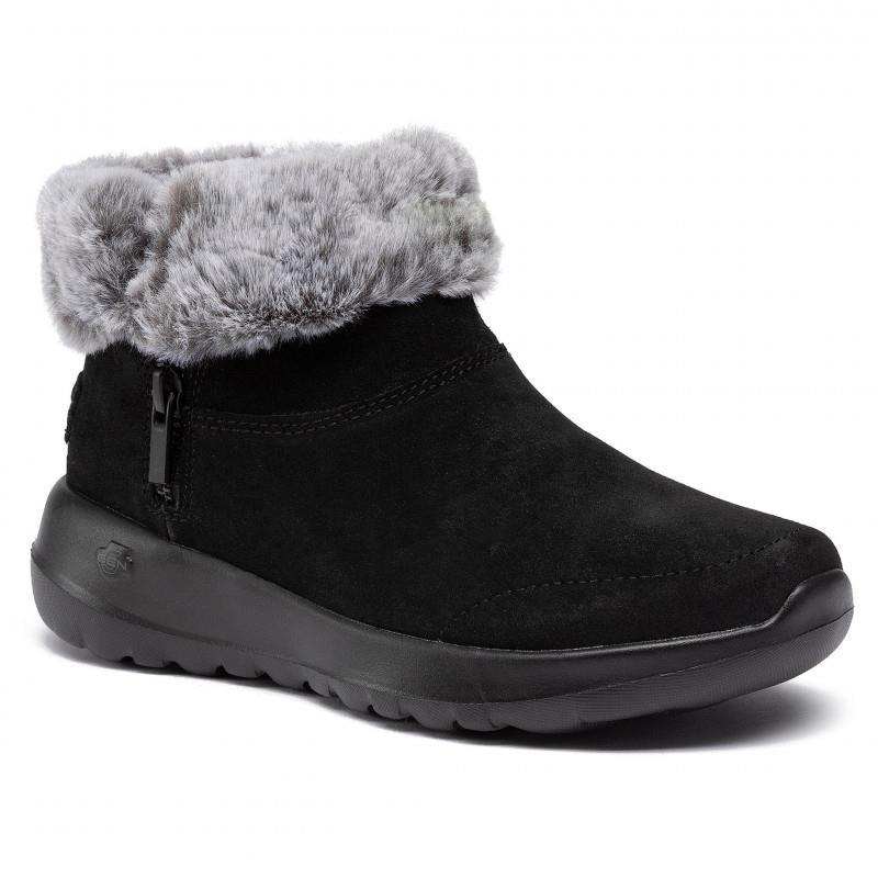 Womens Wide Fit Skechers 144003W Go Walk Goga Mat Boots in Black/Grey - Image 3