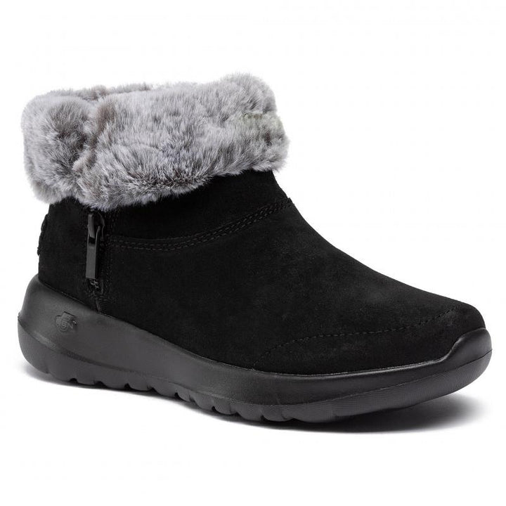 Womens Wide Fit Skechers 144003W Go Walk Goga Mat Boots in Black/Grey - Image 1