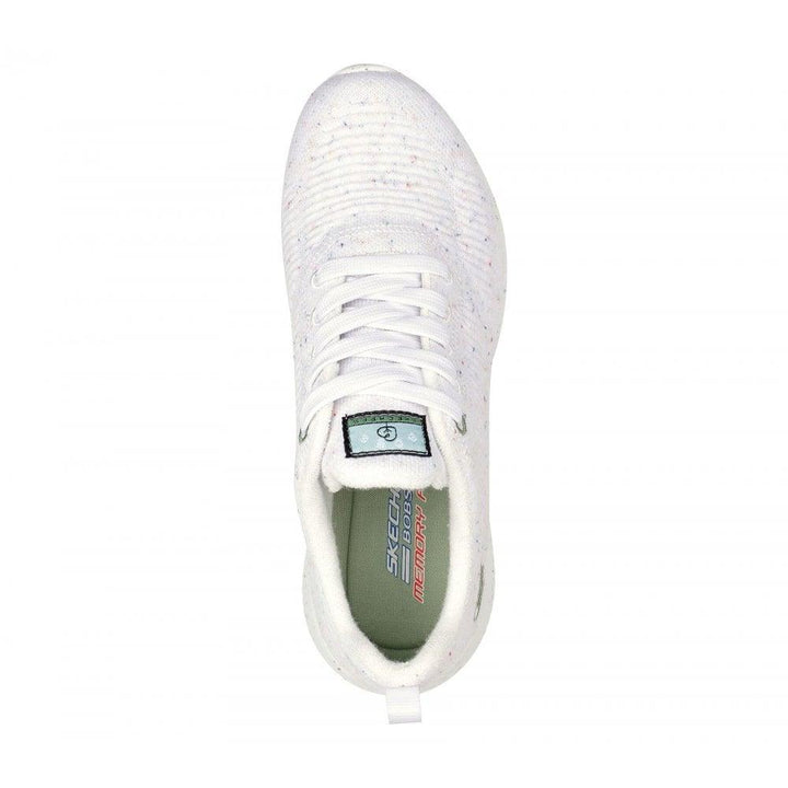 Womens Wide Fit Skechers Bobs Squad Reclaim Life 117282 Walking Trainers in White - Image 1