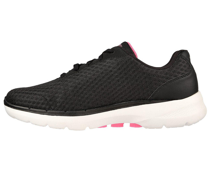 Women's Wide Fit Skechers 124514 Go Walk 6 Iconic Vision Trainers in Black/Hot Pink - Image 1
