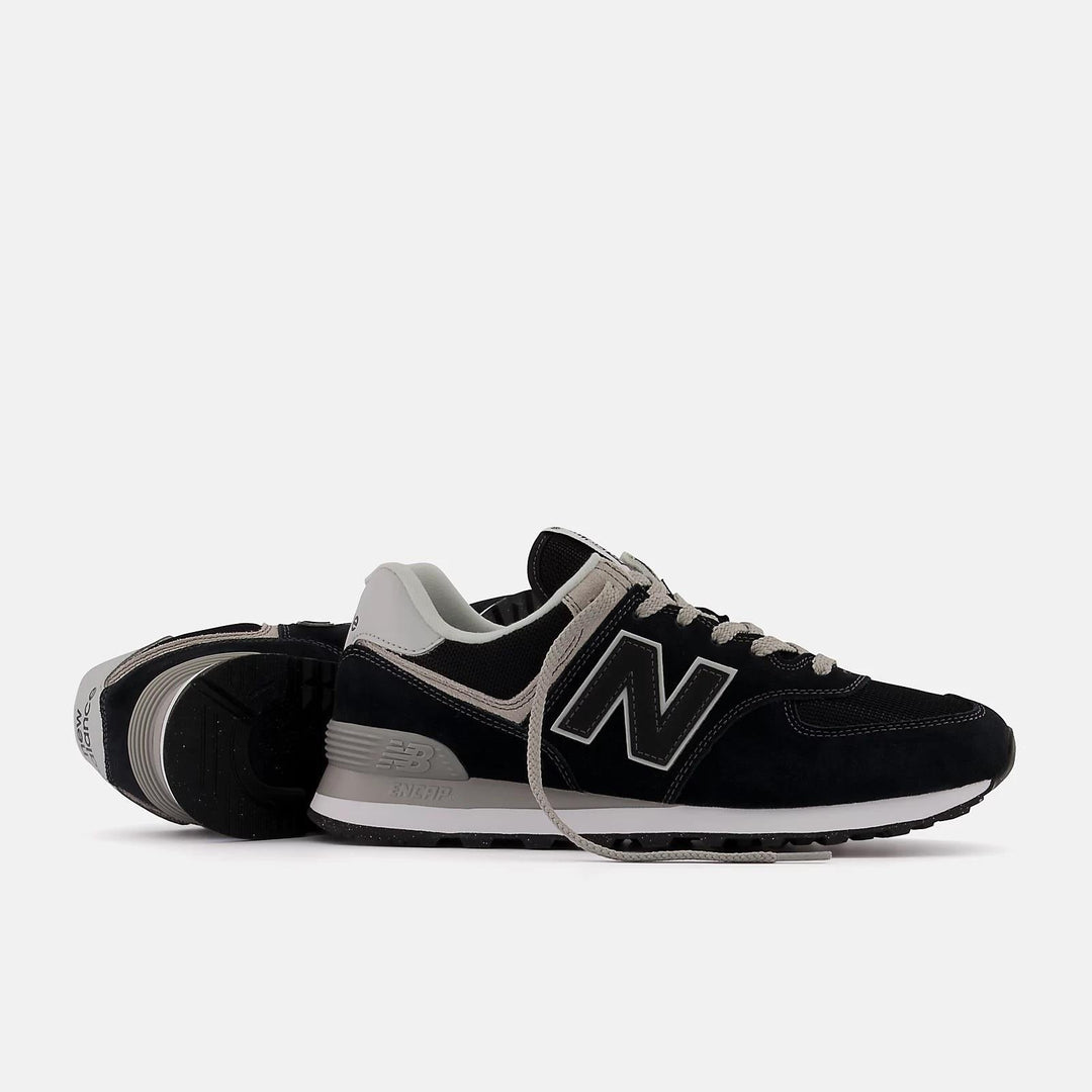 Women's Wide Fit New Balance ML574EVB Walking/Running Trainers - Exclusive - Black/White ENCAP