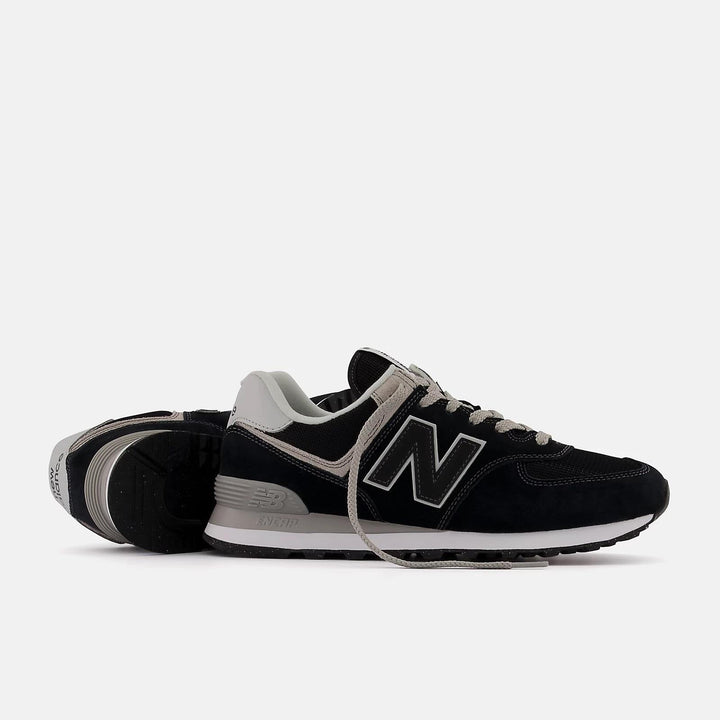 Women's Wide Fit New Balance ML574EVB Walking/Running Trainers - Exclusive - Black/White ENCAP