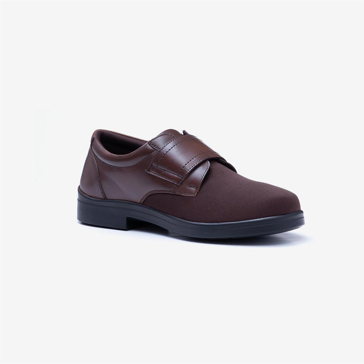 Mens Wide Fit Tredd Well Benjamin Velcro Soft Stretch Shoes in Black - Image 1