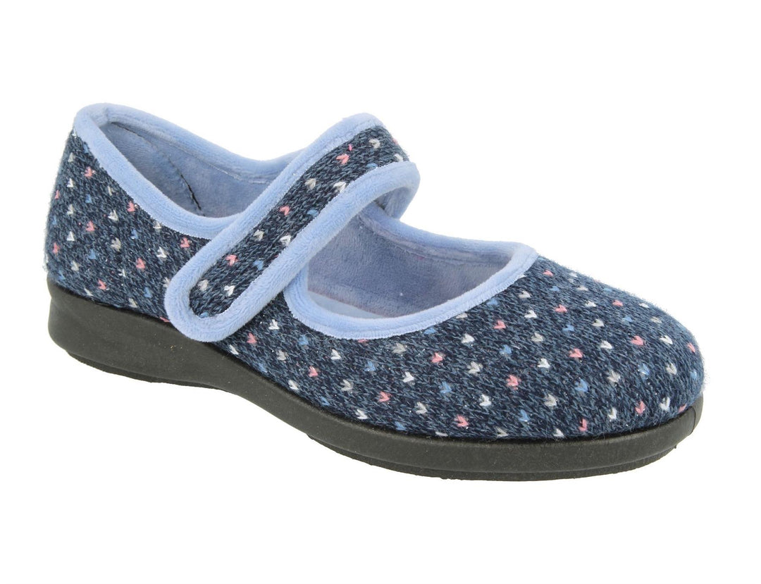 Womens Wide Fit DB Pitsford Slippers in Black / Fuschia - Image 8