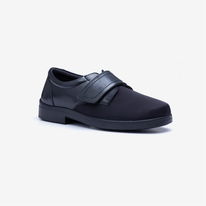 Mens Wide Fit Tredd Well Benjamin Velcro Soft Stretch Shoes in Black - Image 1