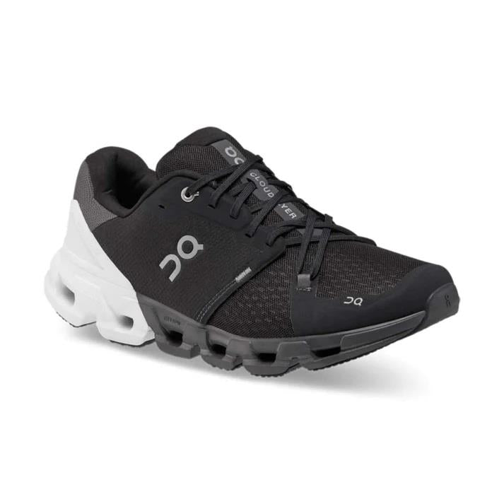 Women's Wide Fit On Cloudflyer 4 Walking Trainers in Black/White - Image 1