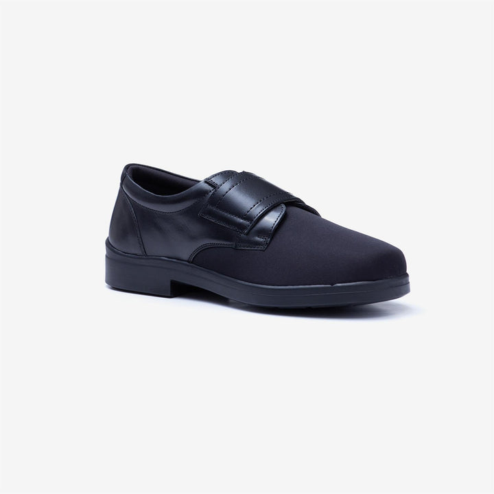 Mens Wide Fit Tredd Well Benjamin Velcro Soft Stretch Shoes in Black - Image 1