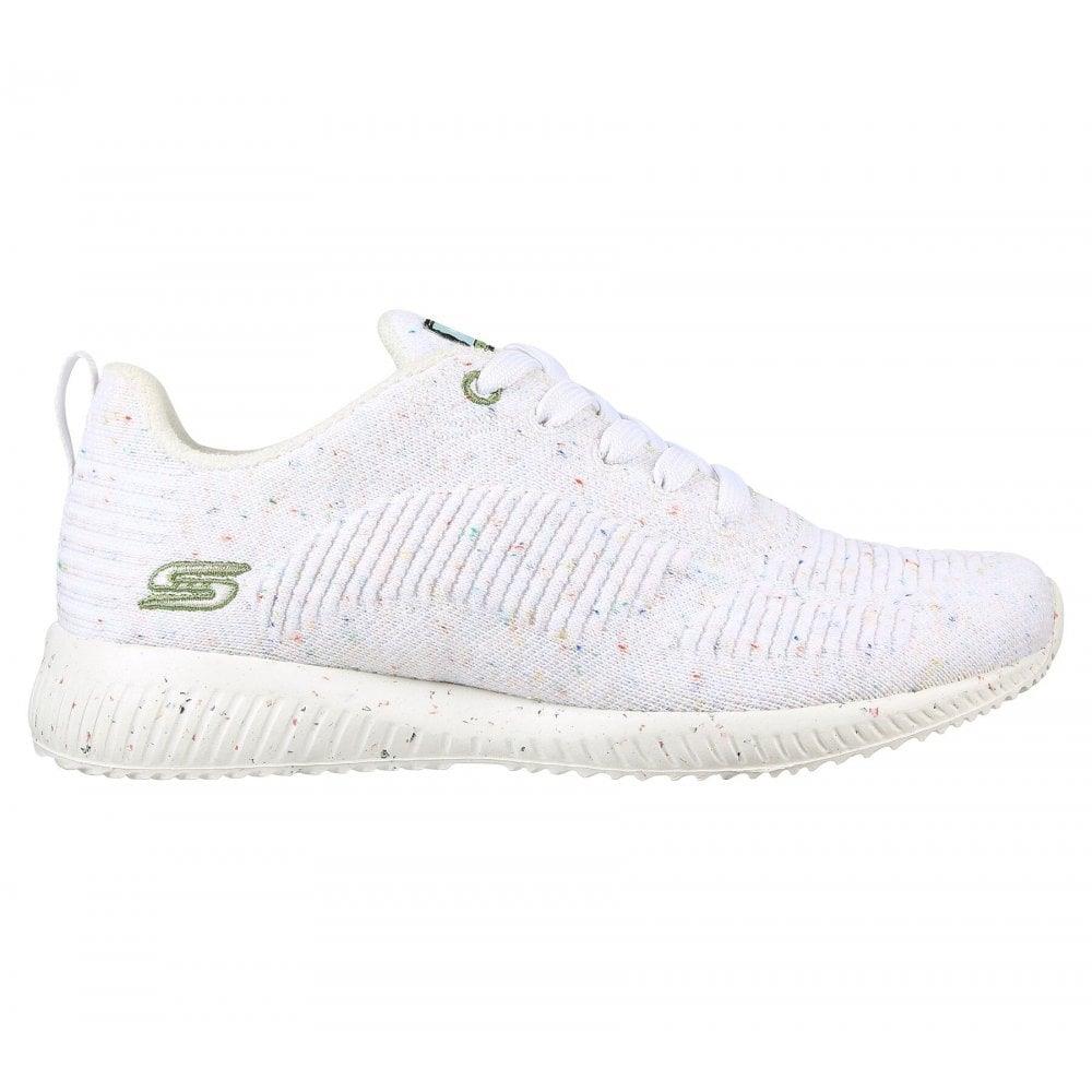 Womens Wide Fit Skechers Bobs Squad Reclaim Life 117282 Walking Trainers in White - Image 2