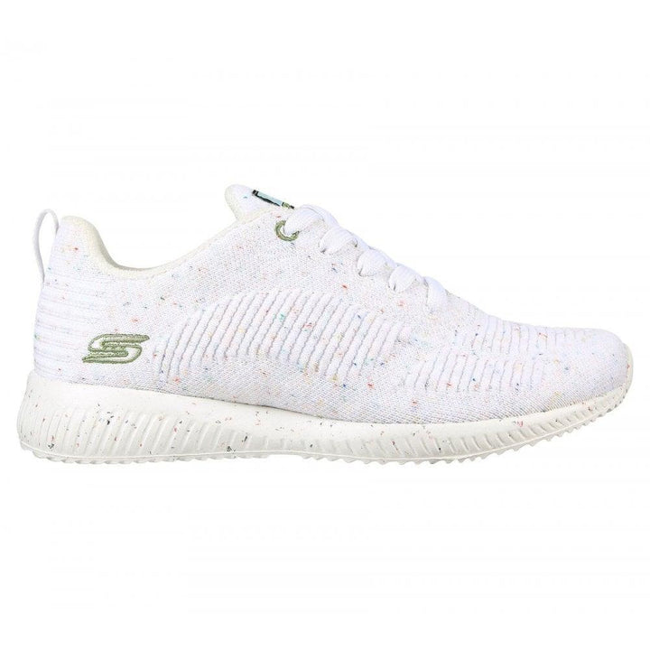 Womens Wide Fit Skechers Bobs Squad Reclaim Life 117282 Walking Trainers in White - Image 1