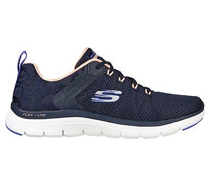 Womens Wide Fit Skechers 149580W Vegan Walking Trainers in Navy Multi - Image 2