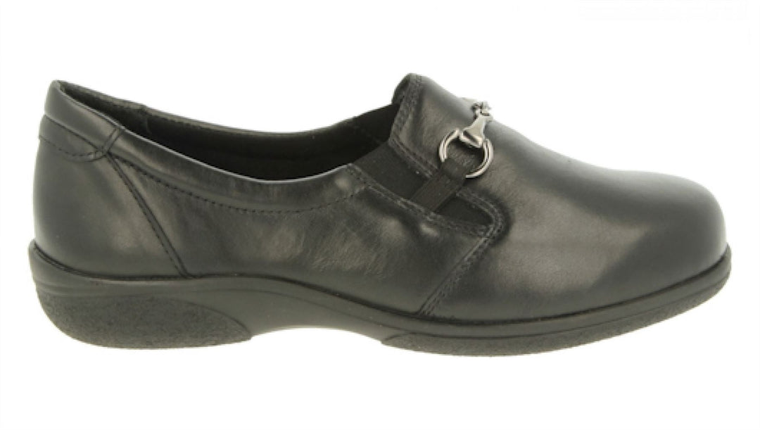 Womens Wide Fit DB Antartica Shoes in Black Leather - Image 2