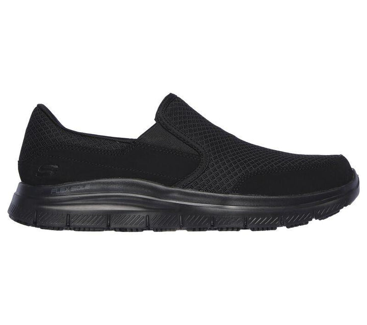 Mens Wide Fit Skechers Work Flex Advantage 77048 McAllen Slip On Walking Trainers in Black - Image 1