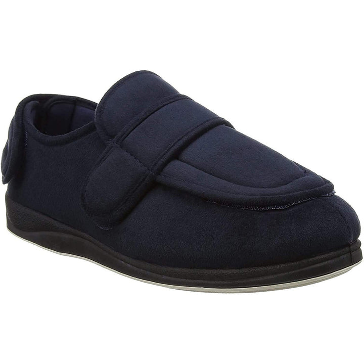 Womens Wide Fit Padders Wrap Slippers in Navy - Image 1