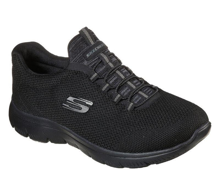 Womens Wide Fit Skechers 149206 Summits Cool Classic Walking Trainers in Black - Image 1