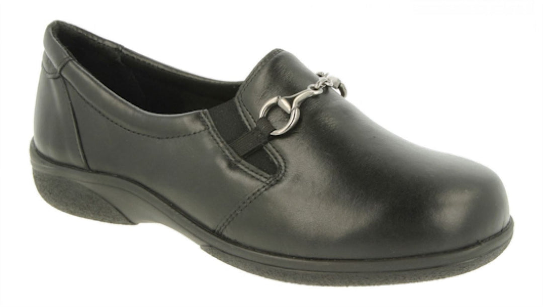 Womens Wide Fit DB Antartica Shoes in Black Leather - Image 3