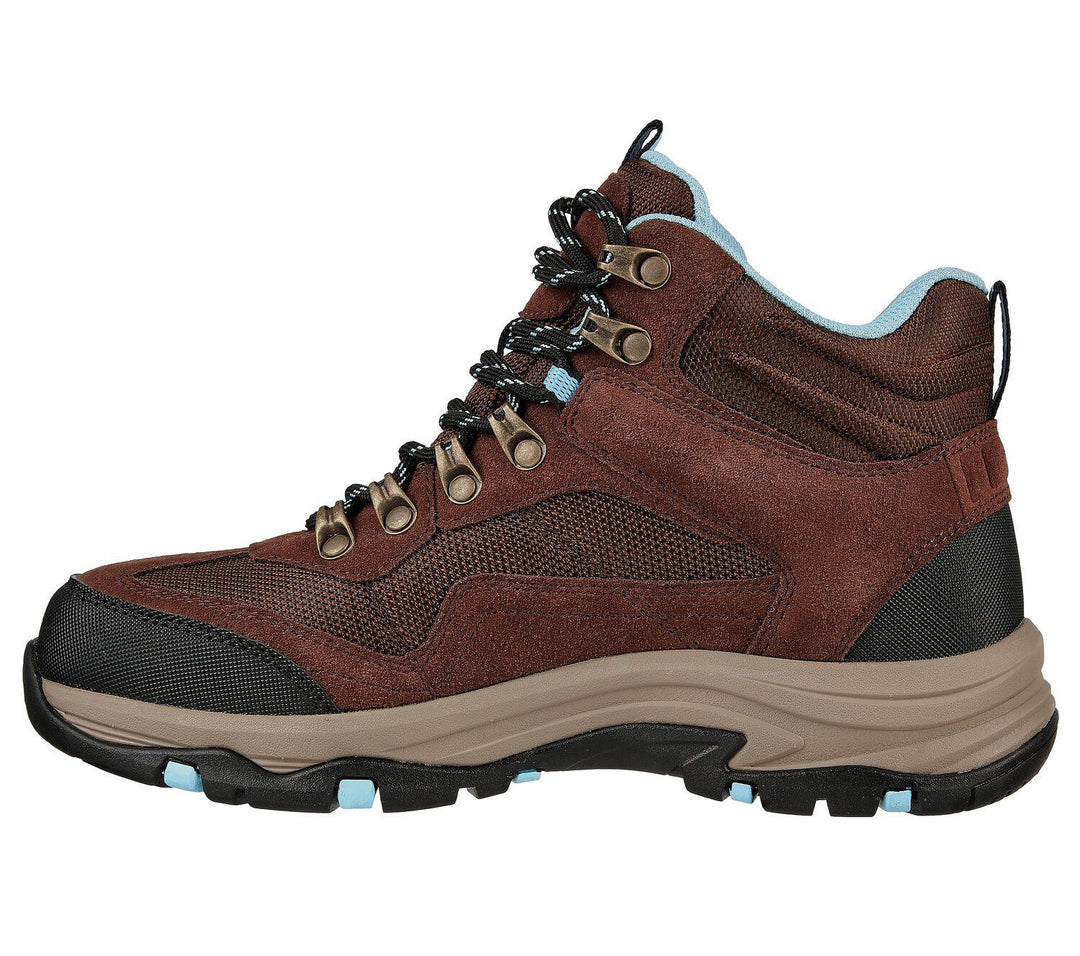 Women's Wide Fit Skechers 167008 Trego Base Camp Waterproof Outdoor Hiking Boots in Chocolate - Image 4
